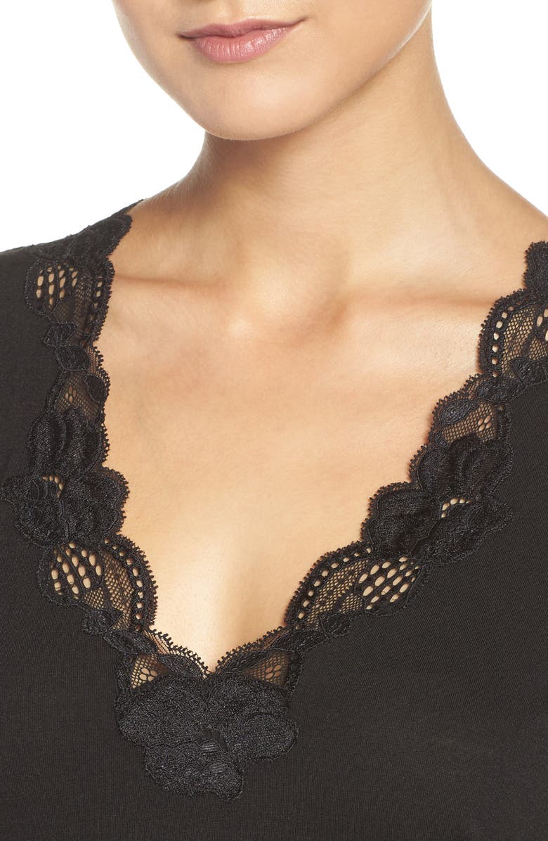 Natori Lace Trim Pajamas, Alternate, color, 