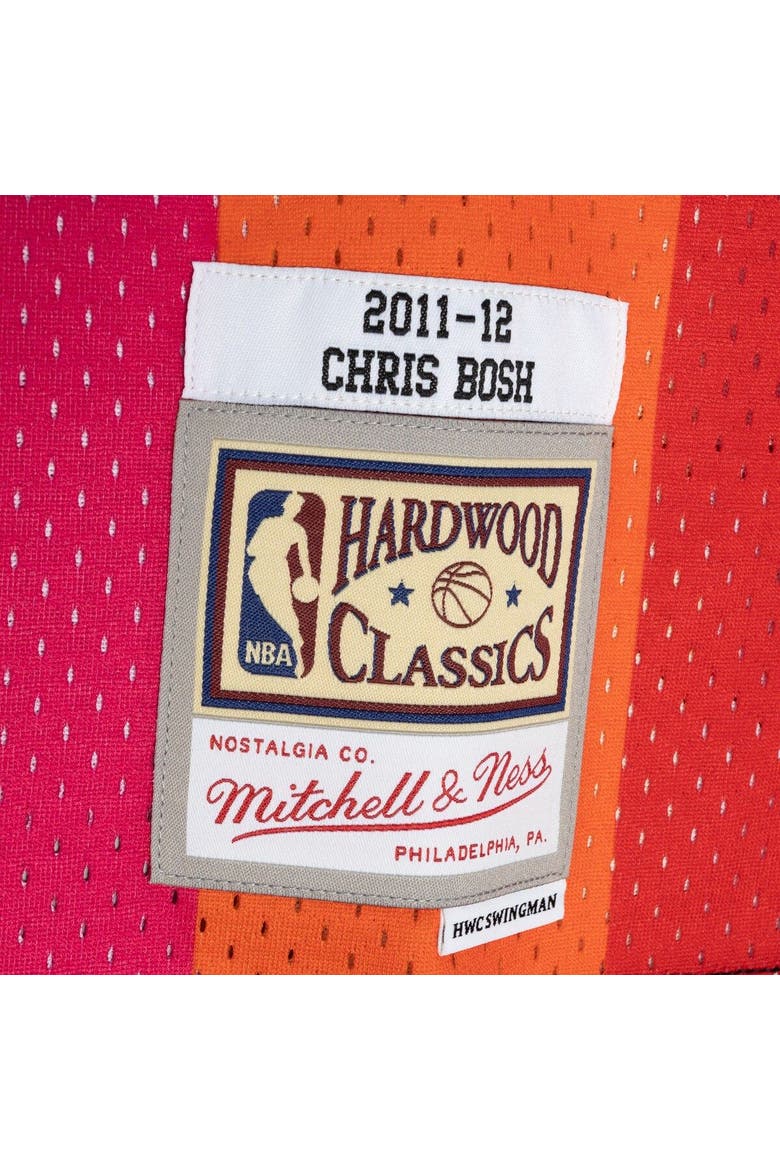 Men's Mitchell & Ness Chris Bosh Black/Red Miami Heat Hardwood Classics 2011/12 Split Swingman Jersey, Alternate, color, Black