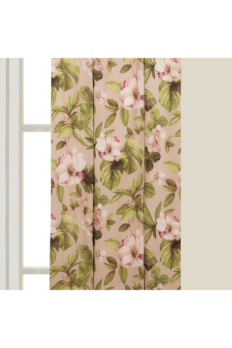 Juliette Floral Cotton Window Curtain Drapery Single Panel, Alternate, color, Green