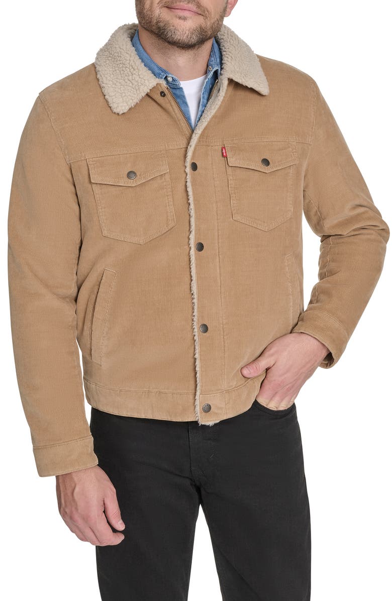 Levi's Corduroy & Faux Shearling Depot Jacket, Main, color, Tan