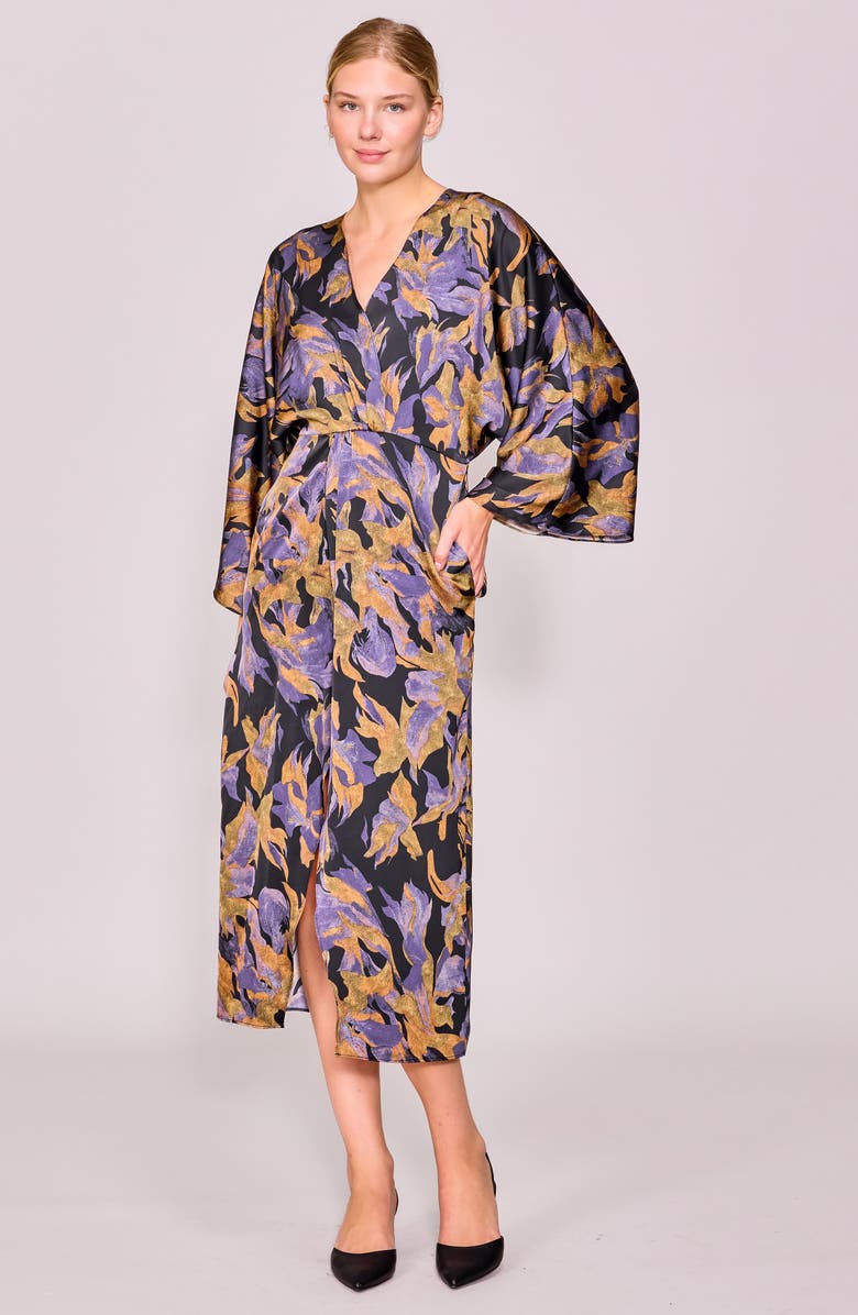 MELLODAY Wide Neck Long Sleeve Midi Dress, Alternate, color, Harvest