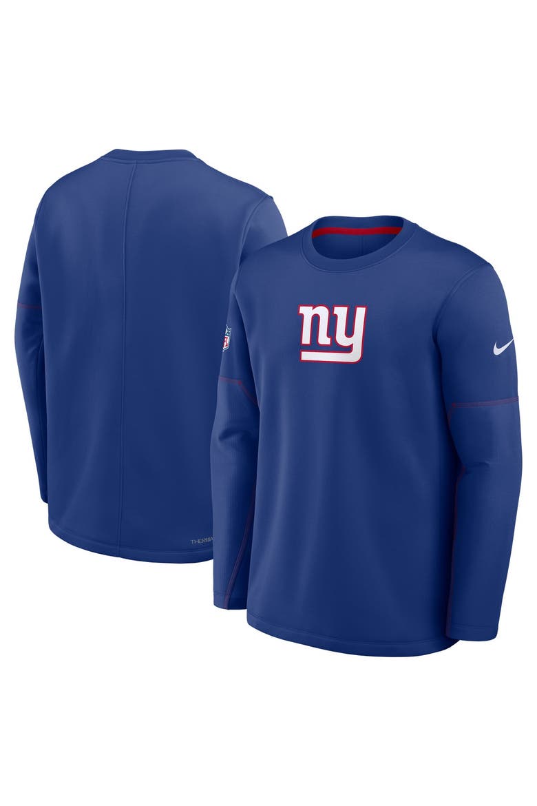 Men's Nike Blue New York Giants Sideline Coaches Team Present Midweight Therma-FIT Sweatshirt, Main, color, Blue