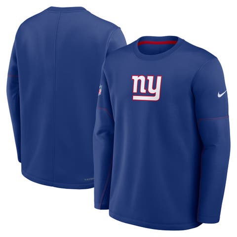 Men's Nike Blue New York Giants Sideline Coaches Team Present Midweight Therma-FIT Sweatshirt