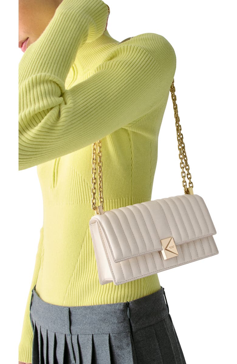 Kate Spade New York mini deco quilted leather convertible crossbody bag, Alternate, color, Cashew Milk