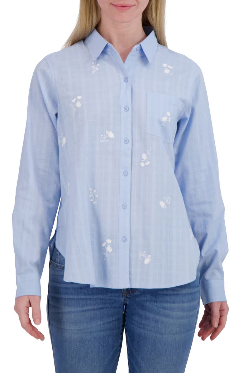 Lucky Brand Floral Cotton Button-Up Shirt, Main, color, Blue Multi