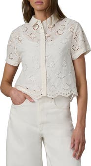 Joe's Sheer Crop Cotton Broderie Anglaise Button-Up Shirt