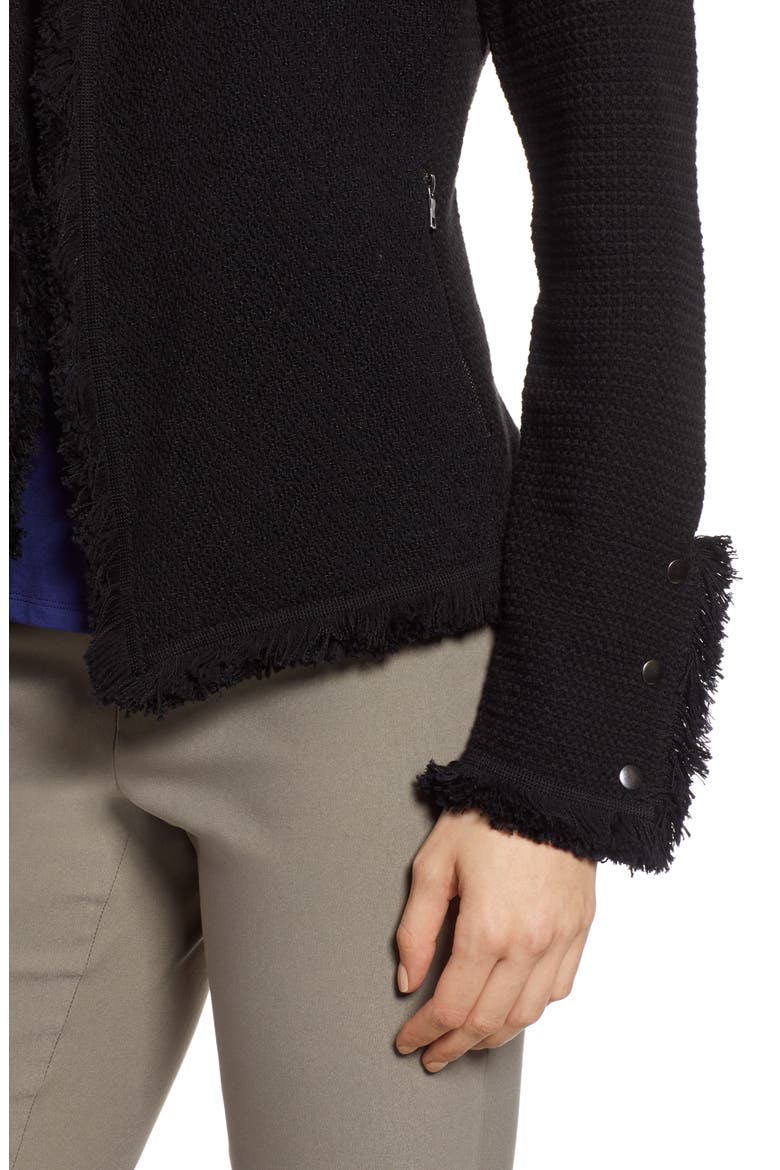 Fringe Mix Knit Jacket, Alternate, color, BLACK ONYX