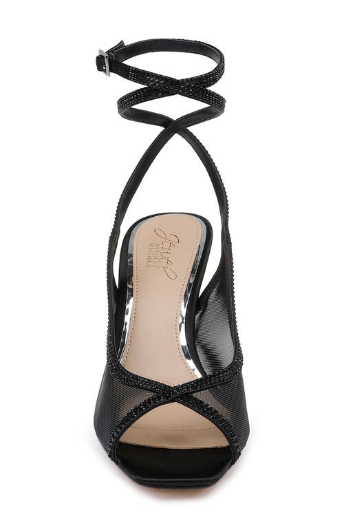 Jewel Badgley Mischka Tamera Ankle Strap Sandal In Black Mesh