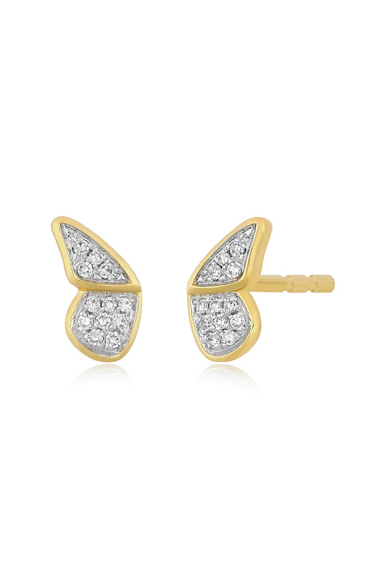 Flutter Diamond Butterfly Stud Earrings, Main, color, 14K YELLOW GOLD