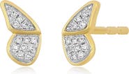 EF Collection Flutter Diamond Butterfly Stud Earrings