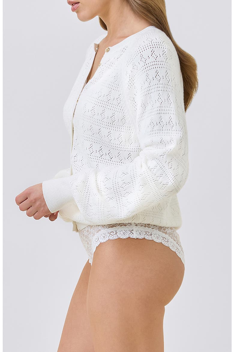 Open Knit Cardigan, Alternate, color, ECRU