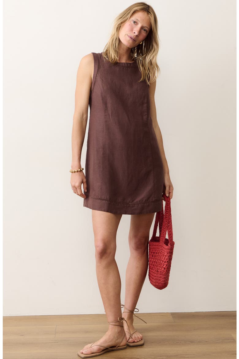 Cora Linen Blend Minidress, Alternate, color, CHOCOLATE