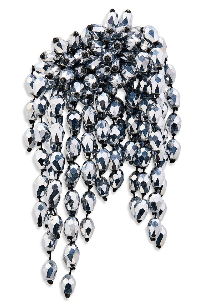 Faceted Glass Bead Brooch, Main, color, TRANSPARENT/ SILVER