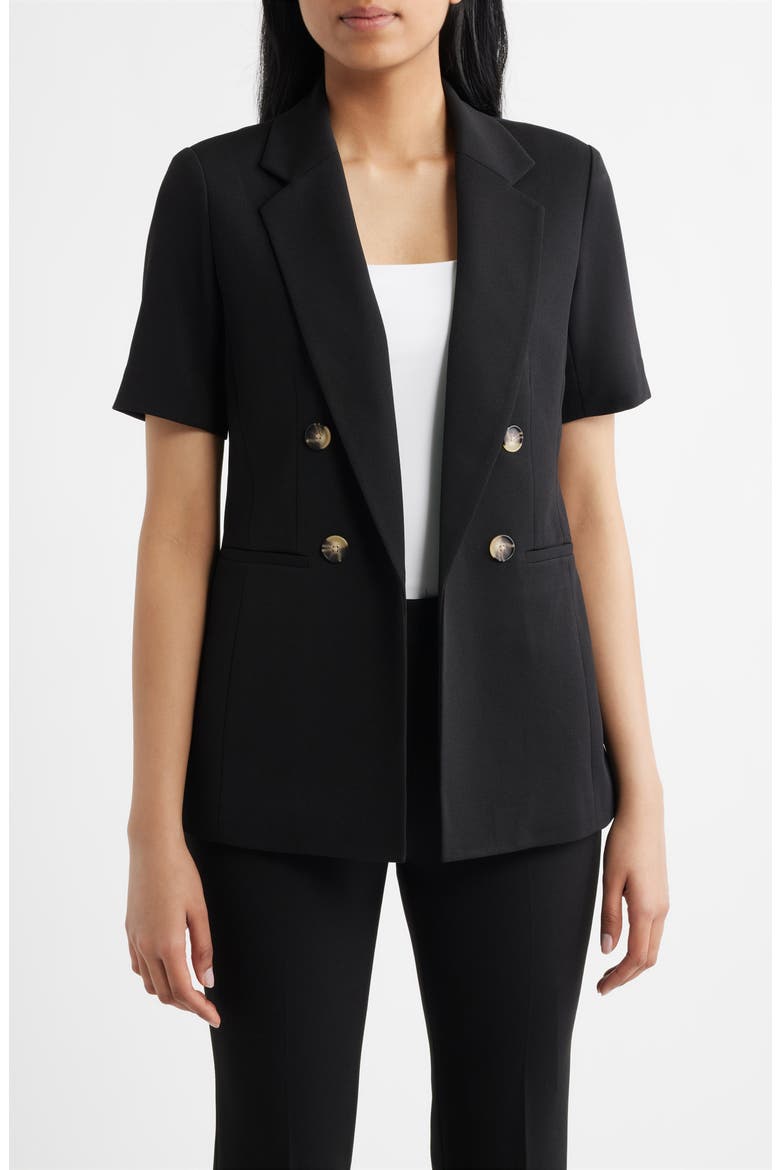 Short Sleeve Double Breasted Jacket, Main, color, ANNE BLACK