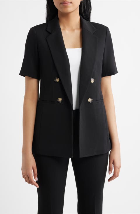 Short Sleeve Double Breasted Jacket (Regular & Plus)