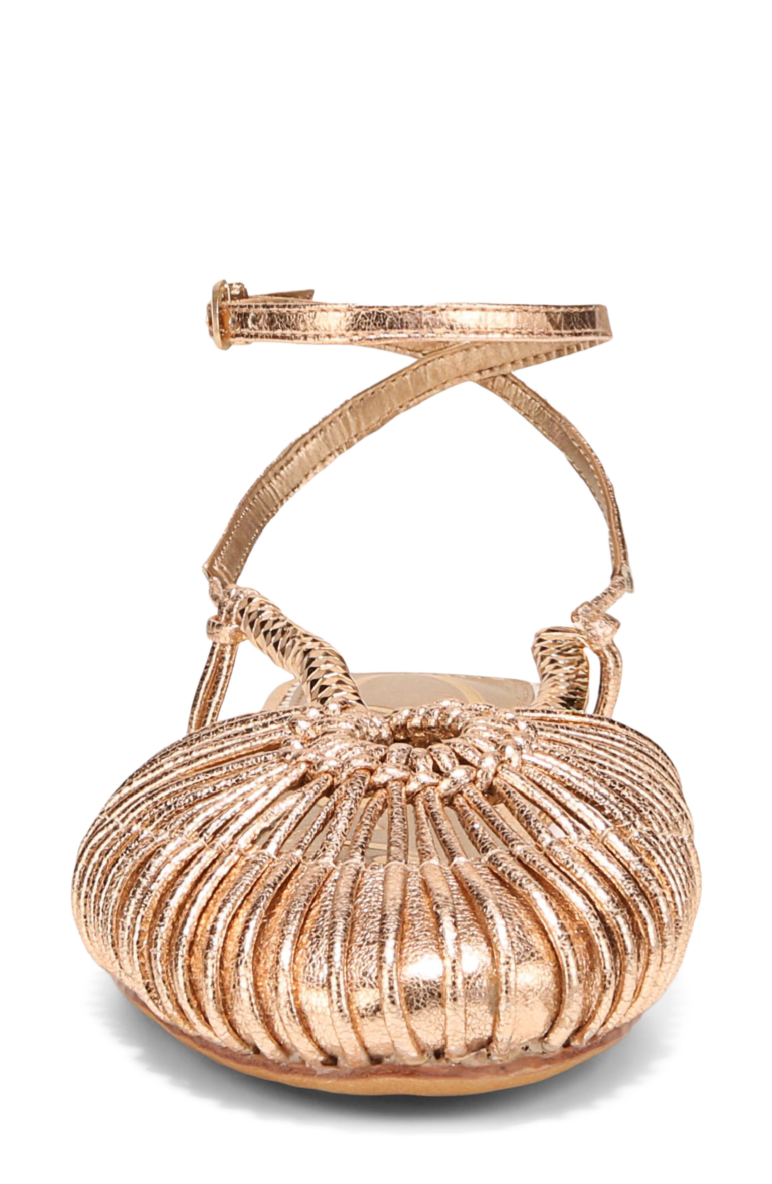 Kassie Ankle Strap Flat, Alternate, color, ANTIQUE GOLD