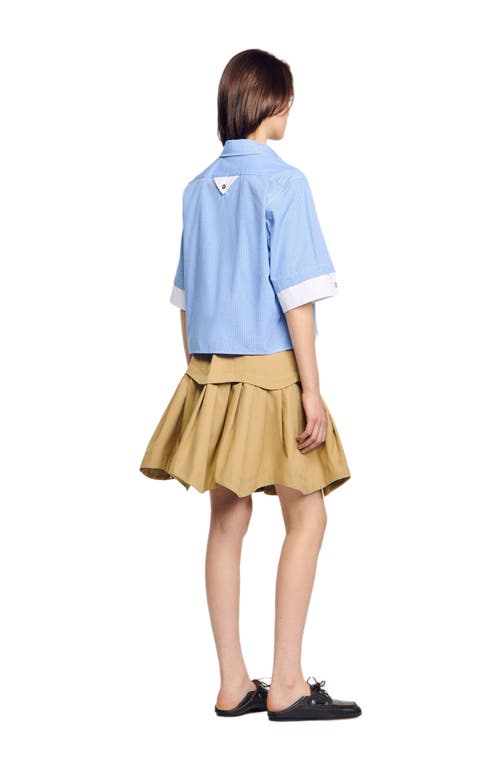 Sandro Mini Flared Pleated Skirt In Blue