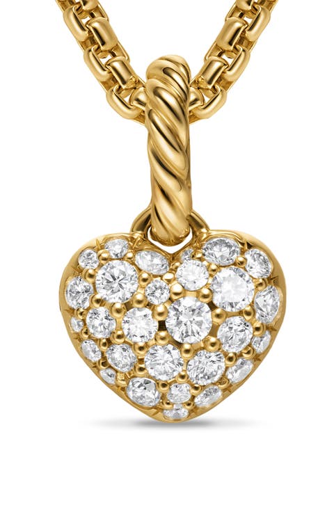 Petite Pavé Heart Enhancer in 18K Yellow Gold with Diamonds, 7.4mm