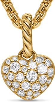 David Yurman Petite Pavé Heart Enhancer in 18K Yellow Gold with Diamonds, 7.4mm