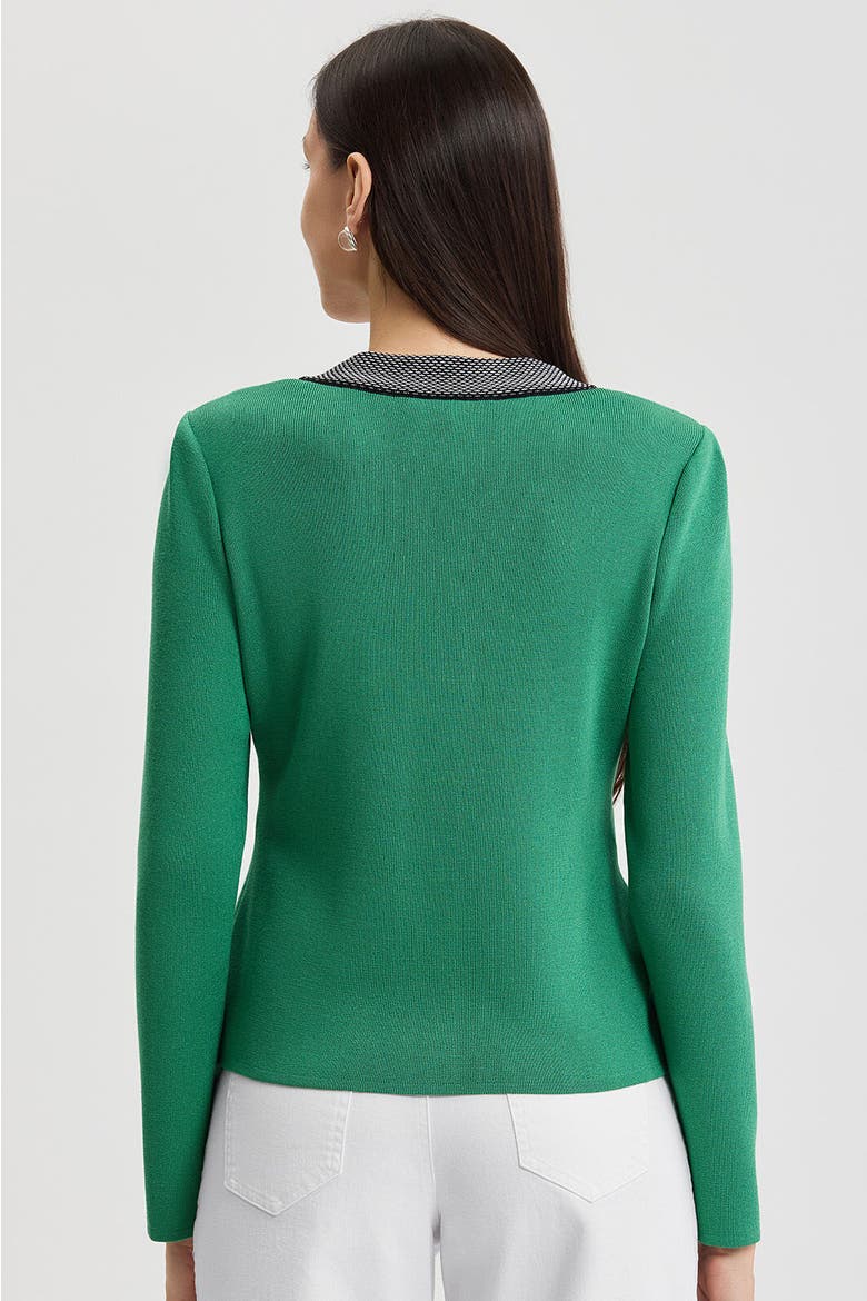 Family Savvy Contrast Trim Soft Knit Cardigan, Alternate, color, Kelly Green
