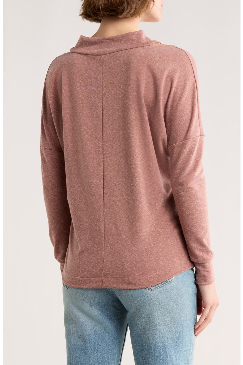 V-Neck Cold Shoulder Sweater, Alternate, color, BRANDIED MELON