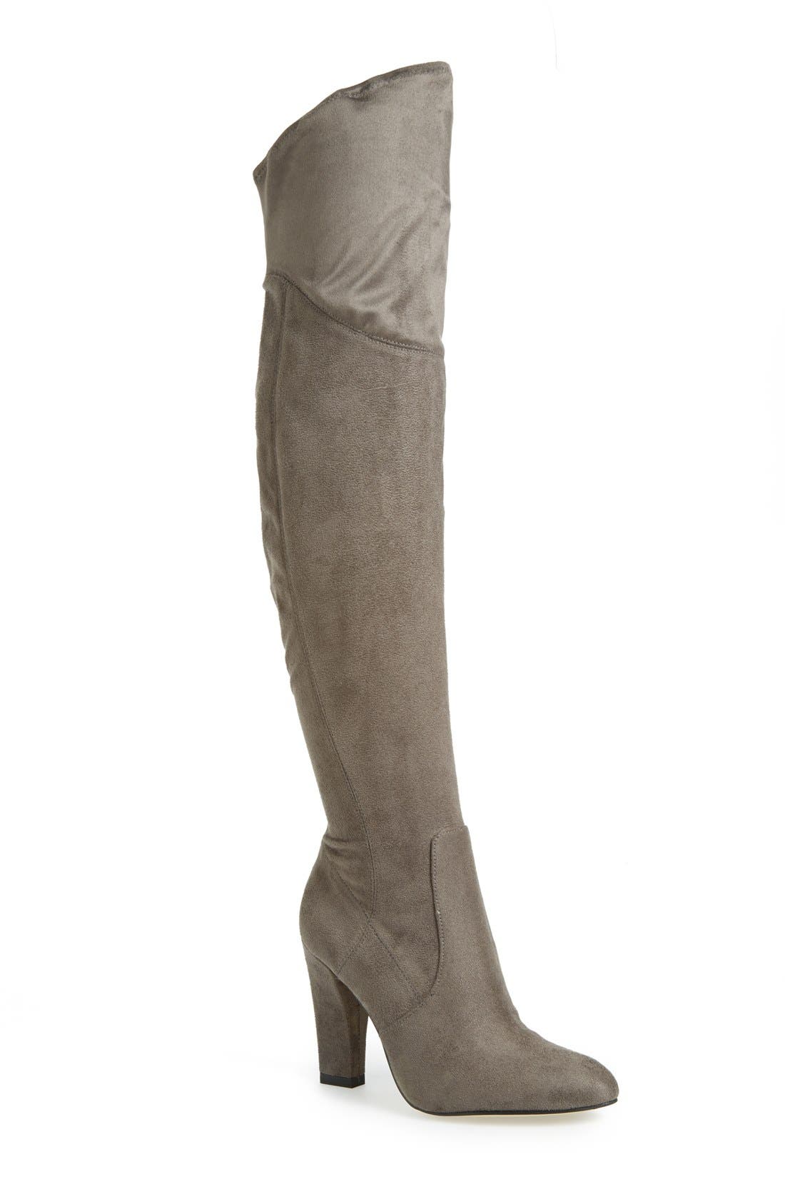 Ivanka Trump 'Saffri' Over the Knee Suede Boot, Main, color, GREY STRETCH