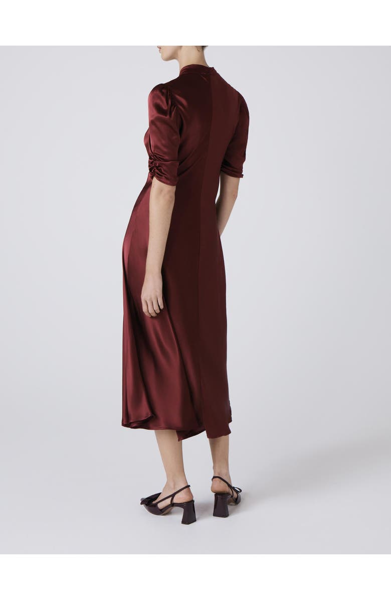 Ghost London Mia Satin V Neck Midi Tea Dress, Alternate, color, Burgundy