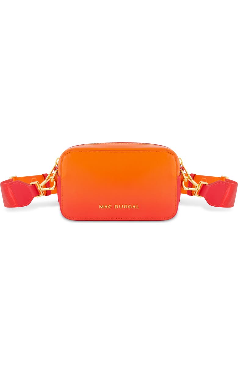 Mac Duggal Ombre Leather Crossbody Camera Bag, Main, color, Sunset Ombre