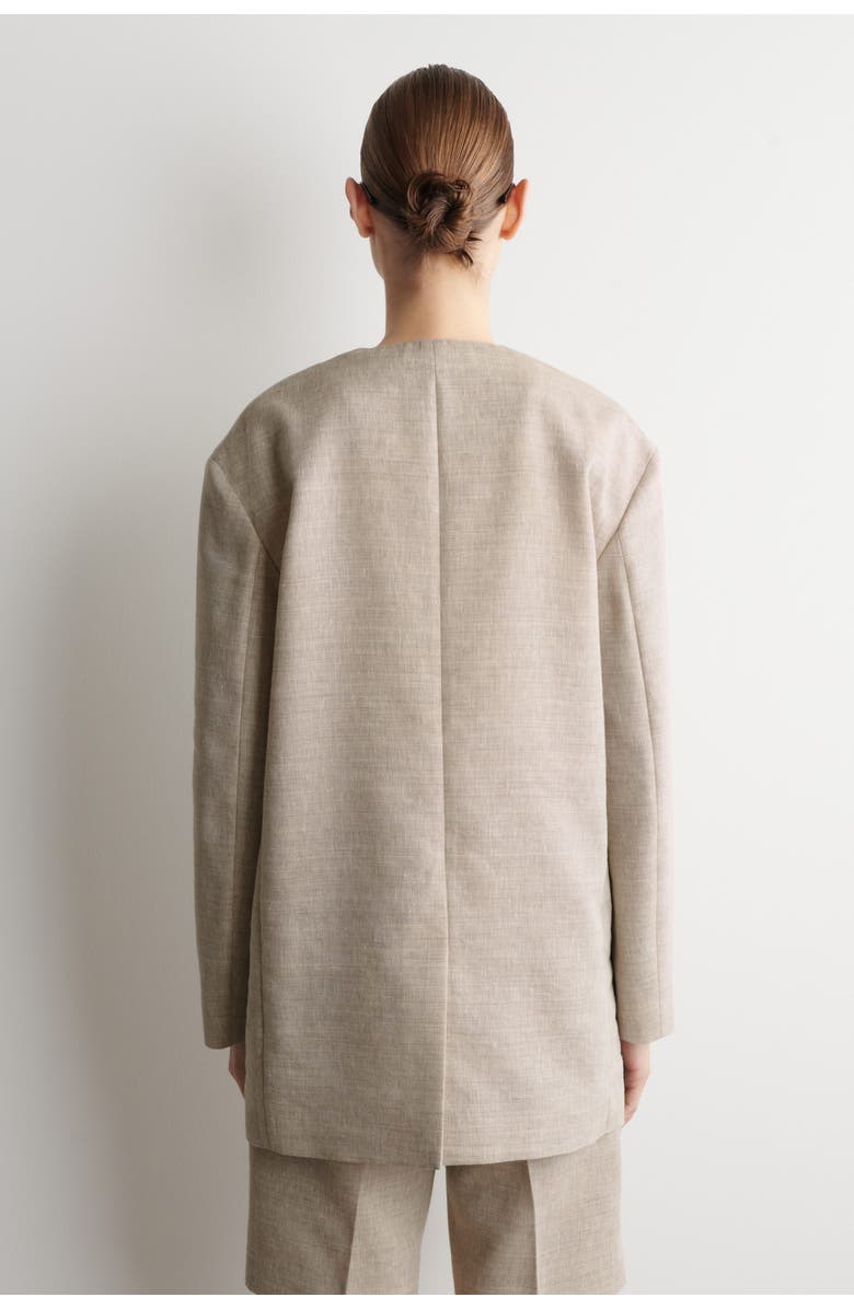 COS Structured Collarless Linen Blazer, Alternate, color, Beige Mélange
