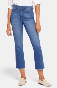 NYDJ High Waist Fray Ankle Crop Slim Bootcut Jeans