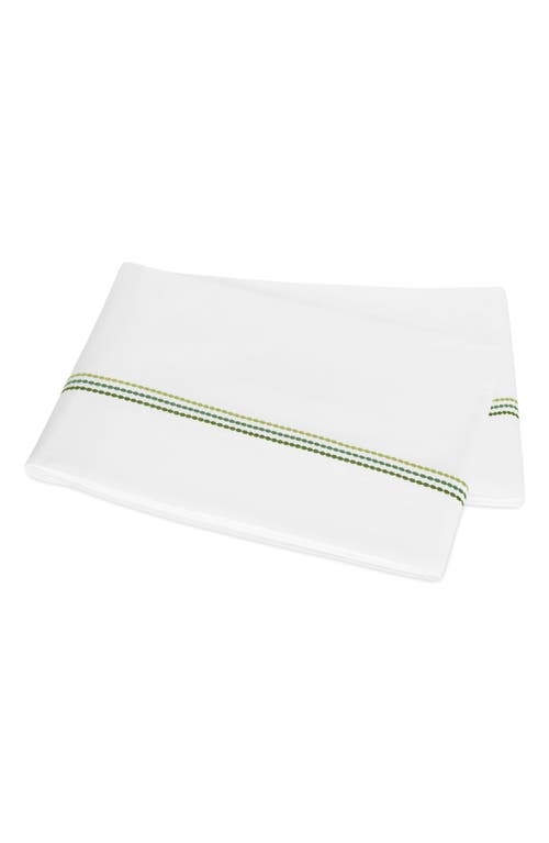 Matouk Amara Triple Pearl Embroidered 300 Thread Count Flat Sheet In White