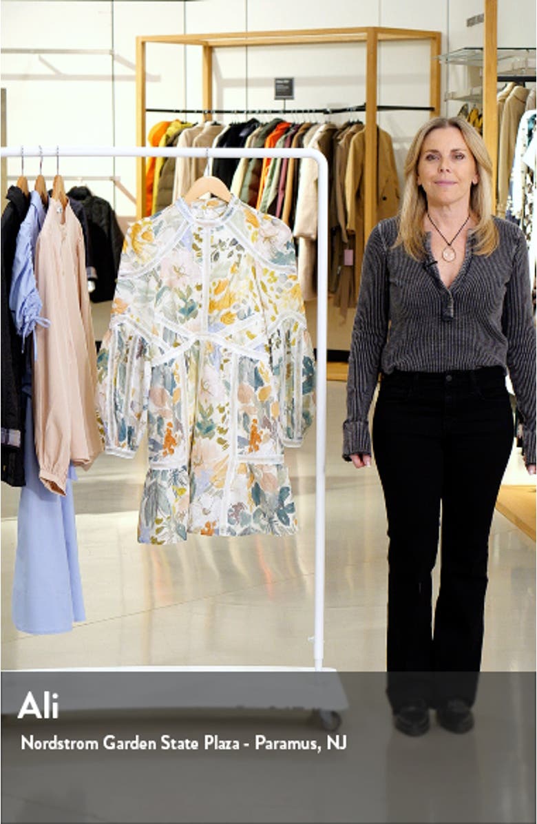 Tealan Floral Print Long Sleeve Linen Dress, sales video thumbnail