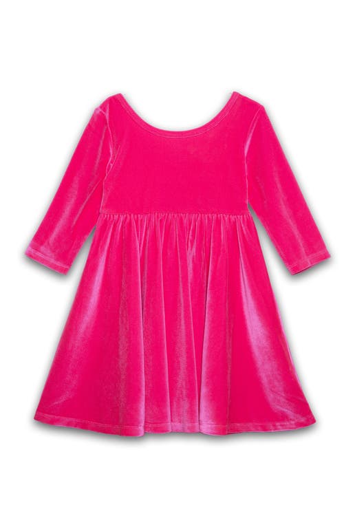 Worthy Threads Girls Stretch Velvet Twirly Dress In Pink