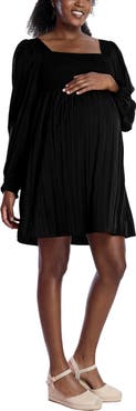 MOTHERHOOD MATERNITY Smocked Babydoll Long Sleeve Mini Dress