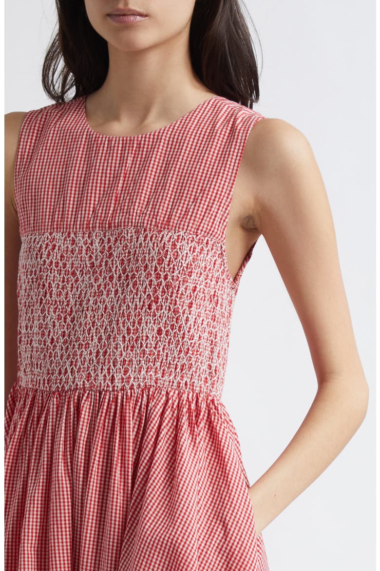Coco Sleeveless Cotton Fit & Flare Dress, Alternate, color, RED GINGHAM