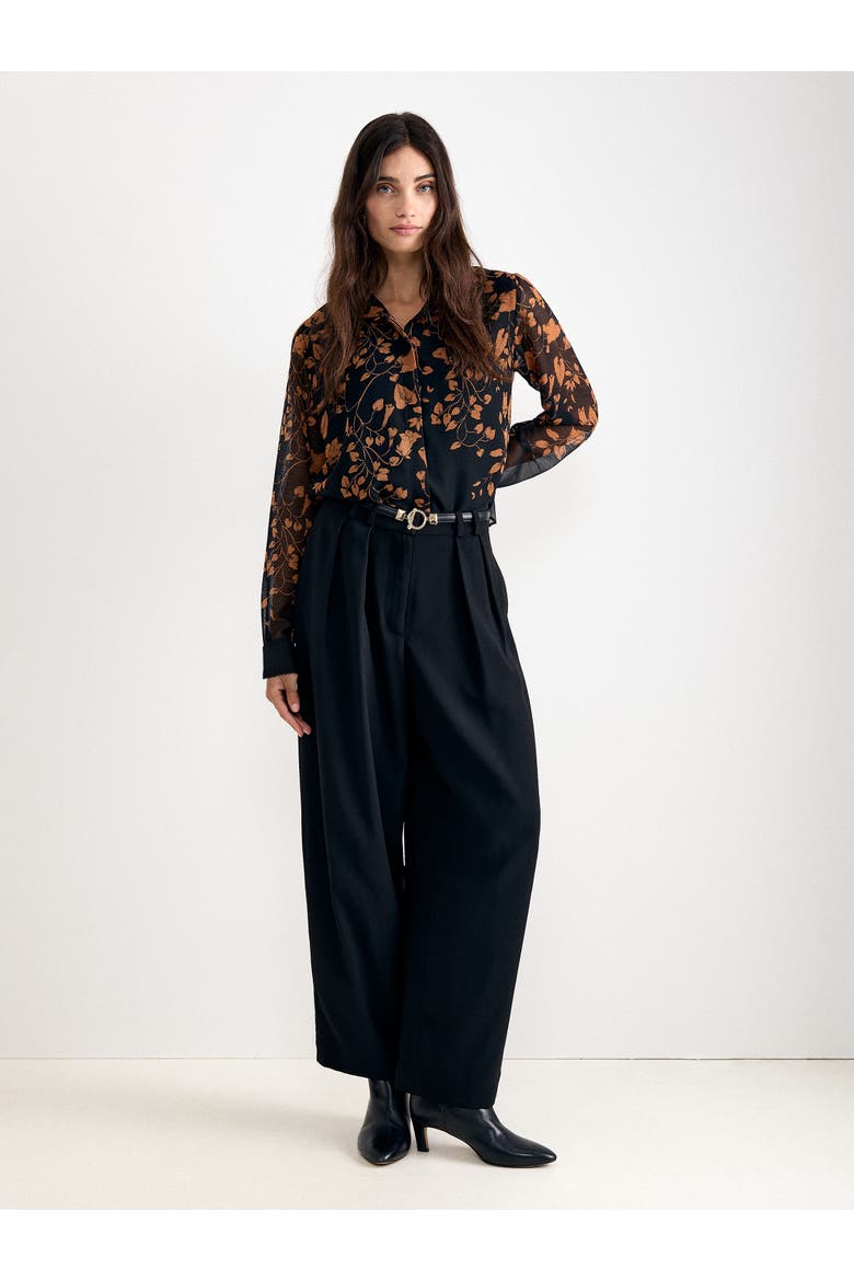 Clenence Floral Sheer Drape Shirt, Alternate, color, Black