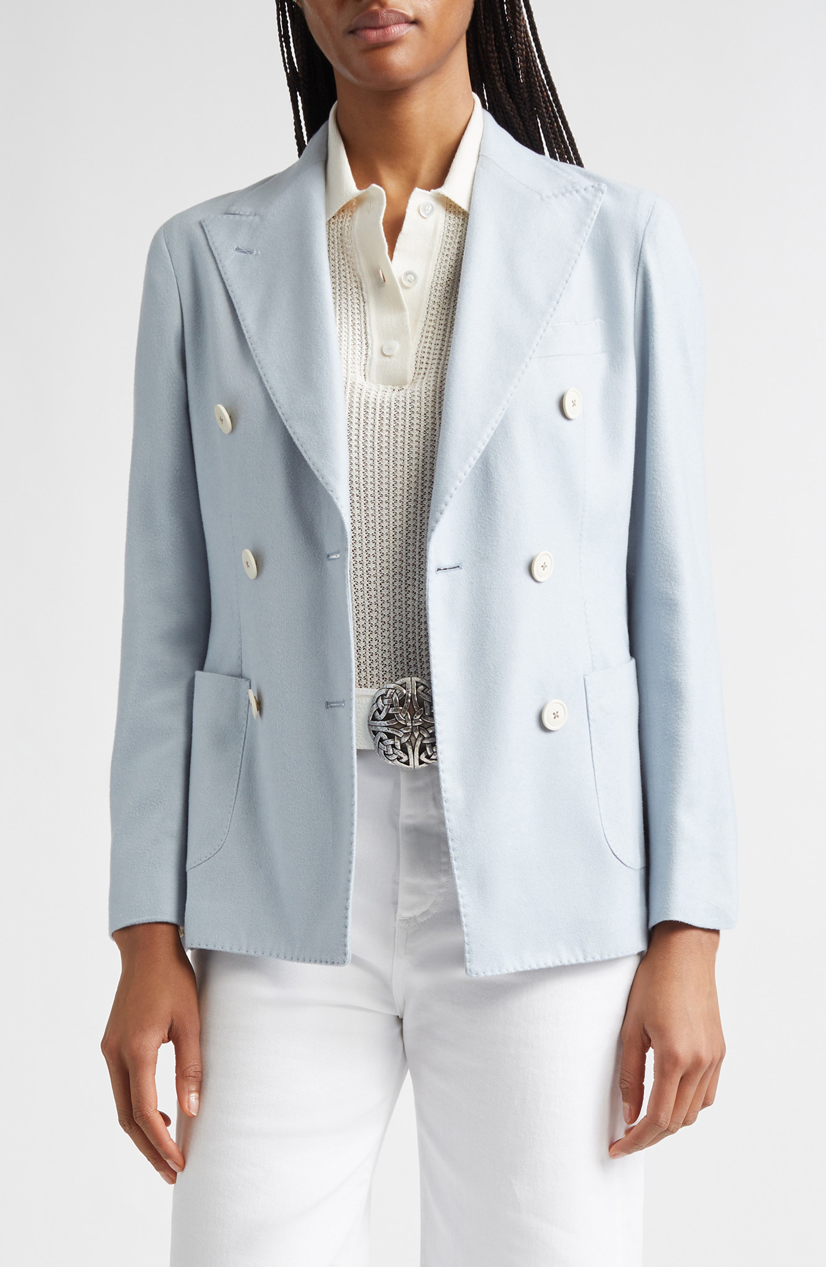 Columbio Doubled Breasted Silk & Cashmere Jacket