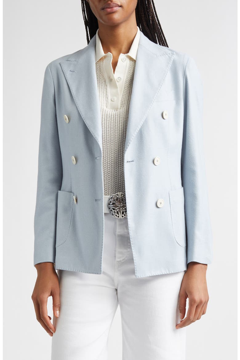 Columbio Doubled Breasted Silk & Cashmere Jacket, Main, color, 130 SKY BLUE