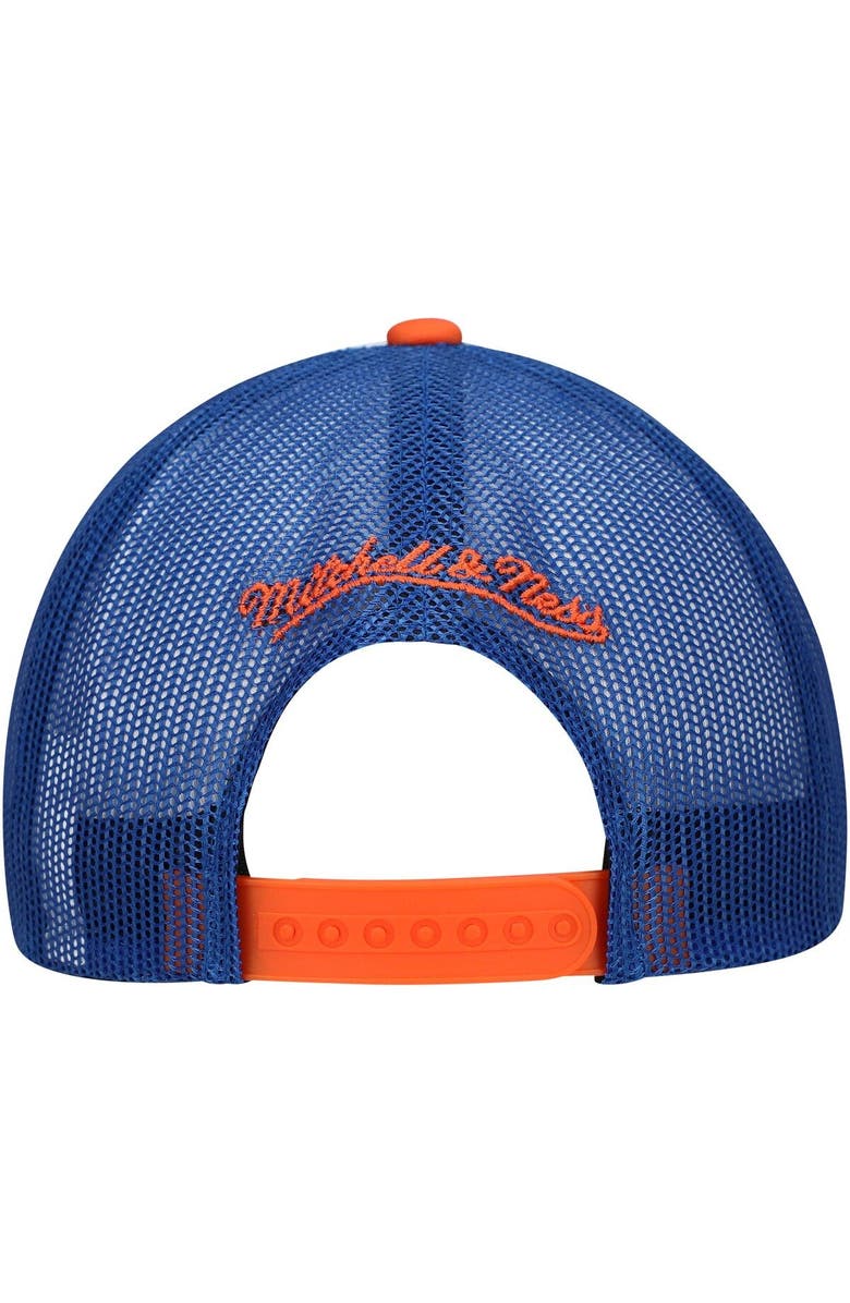 Mitchell & Ness Men's Mitchell & Ness White New York Knicks Hardwood Classics Party Time Trucker Snapback Hat, Alternate, color,