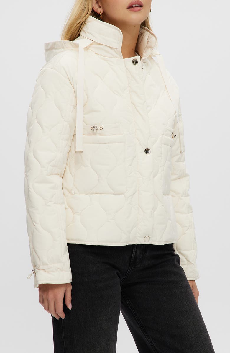 Noize Philipa Water Resistant Hooded Quilted Jacket, Alternate, color, Off White
