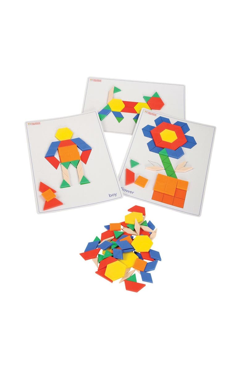Kaplan Early Learning Company Pattern Blocks and Picture Cards Set, Main, color, Multicolored