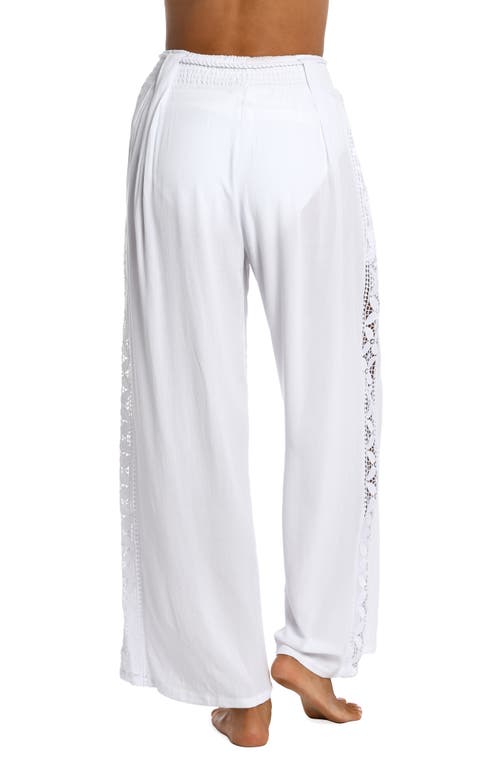 La Blanca Coastal Crochet Wide Leg Cover-up Pants In White