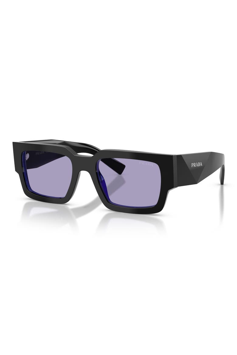54mm Rectangular Sunglasses, Alternate, color, BLACK/ PURPLE / VIOLET