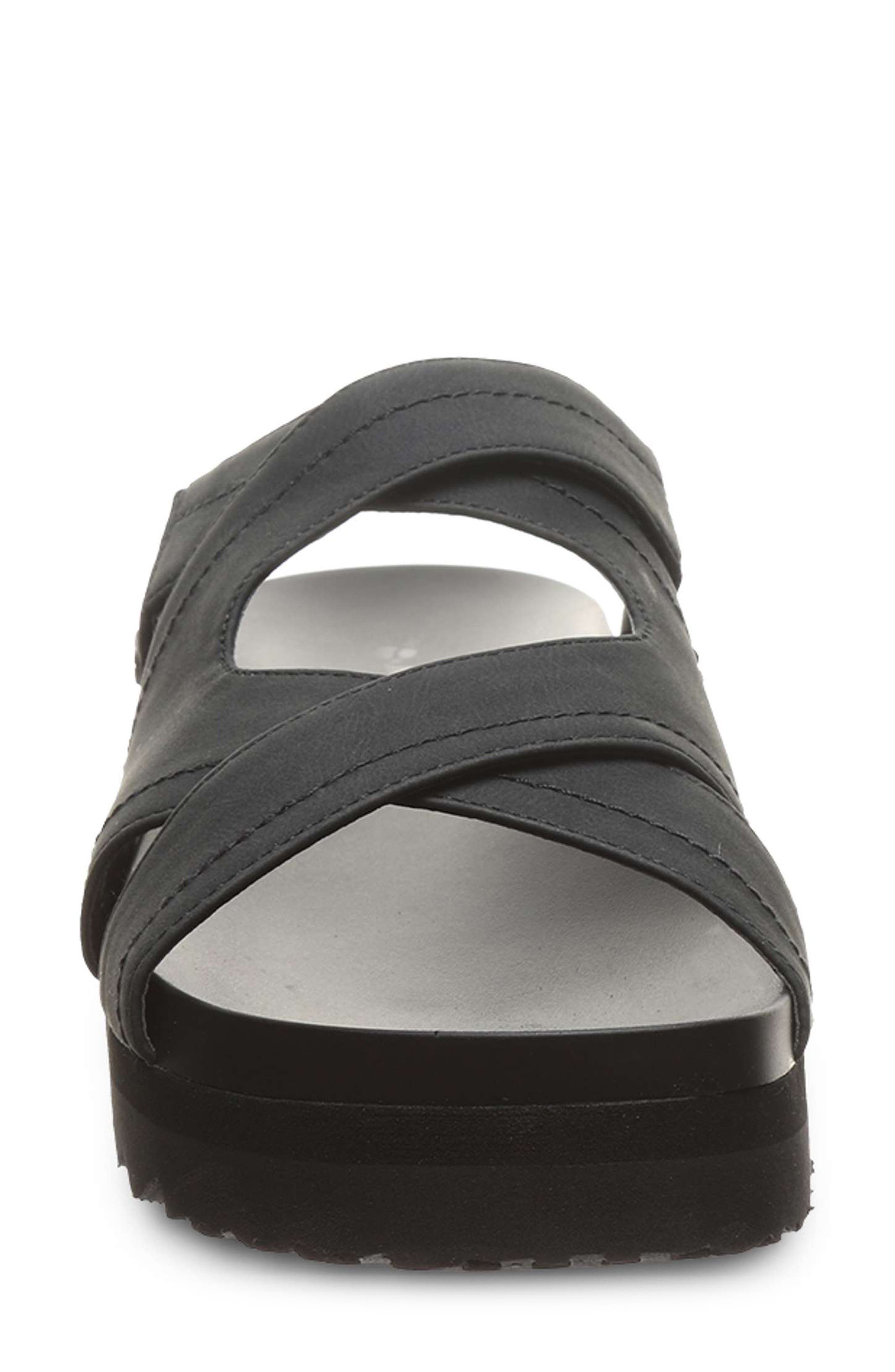 BEARPAW Crux Faux Leather Slide Sandal, Alternate, color, Black