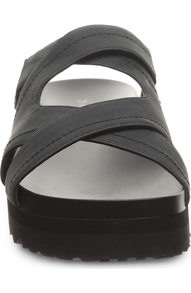 BEARPAW Crux Faux Leather Slide Sandal, Alternate, color, Black