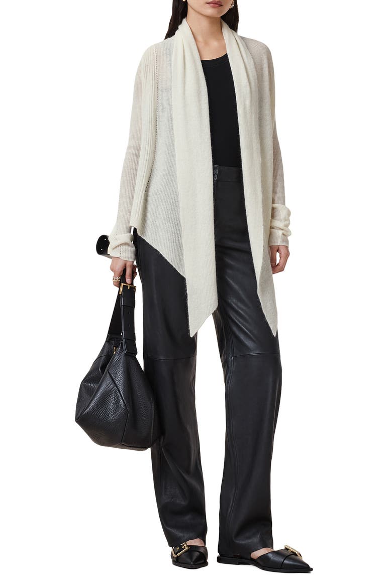 Harper High Low Open Front Cardigan, Alternate, color, CHALK WHITE
