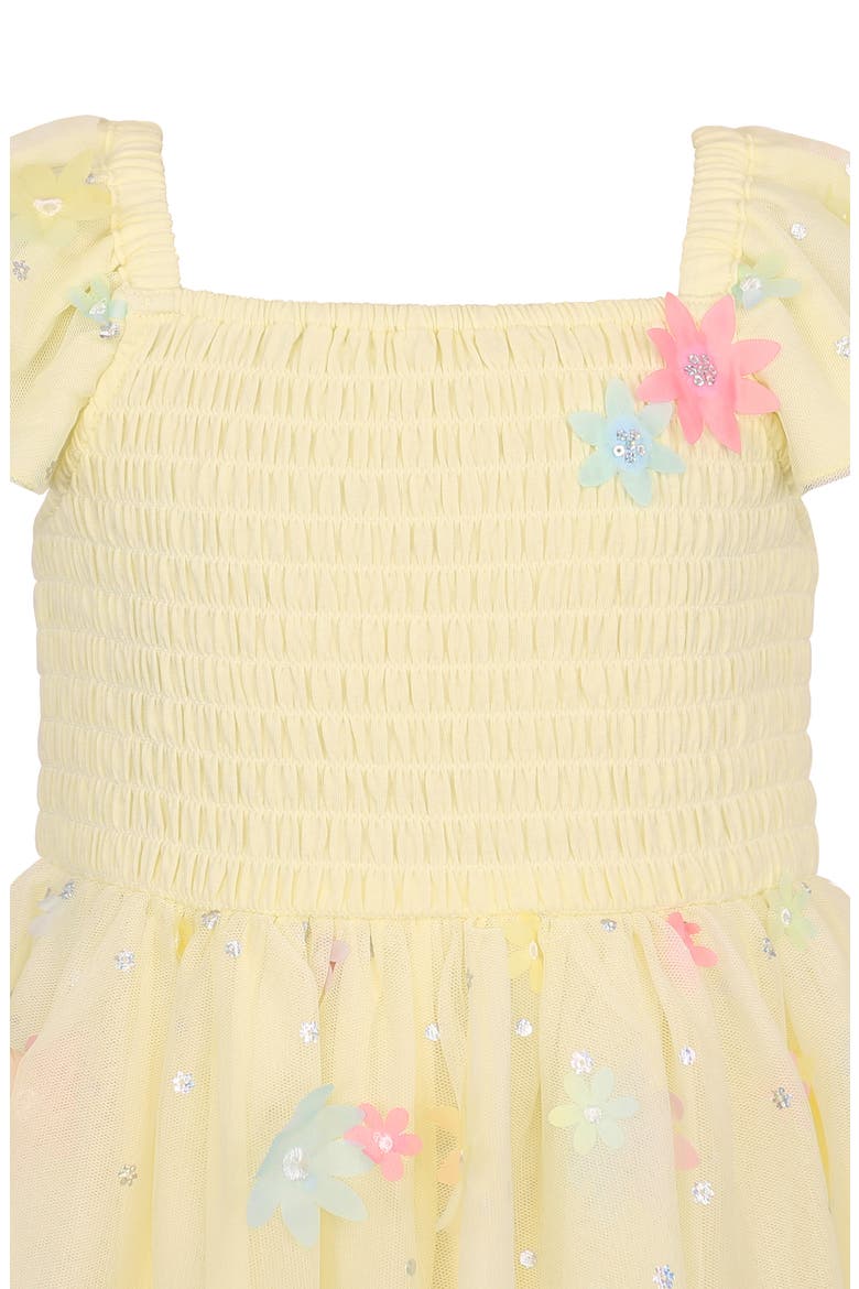 Kids' Floral Appliqué Mesh Dress, Alternate, color, YELLOW