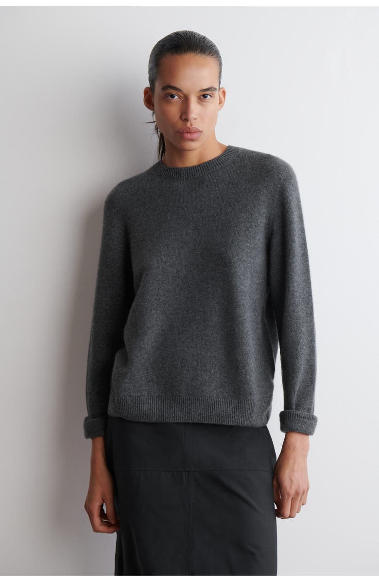COS Cashmere Crew-Neck Sweater, Main, color, Dark-Gray Mélange