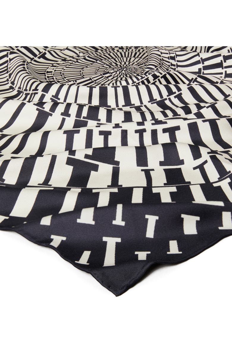 Tory Burch Reversible Silk Square Scarf, Alternate, color, Navy Circle T