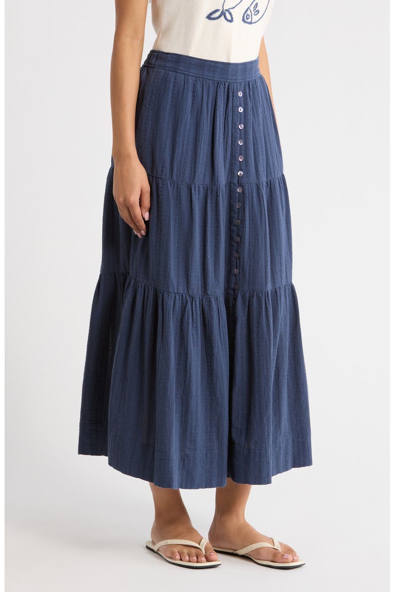 Lana Tiered Cotton Maxi Skirt, Alternate, color, NAVY